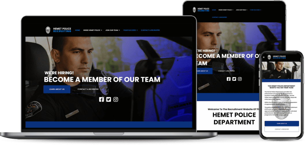 Hemet Police Department website on various devices