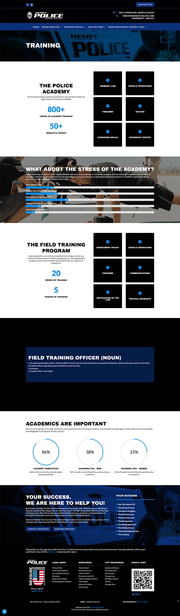Hemet Police Department's Website Training Page
