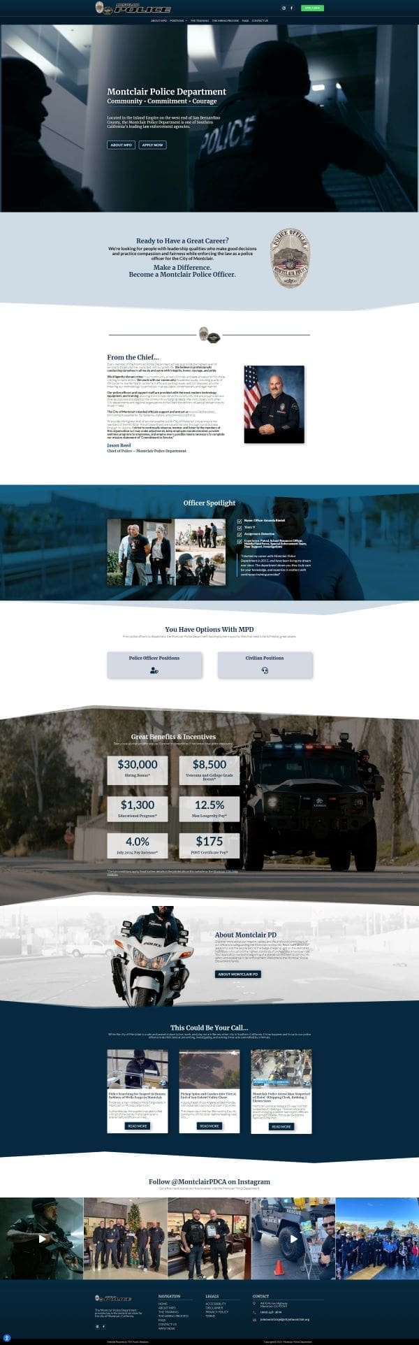 Montclair Police Department's Recruitment Website Home Page